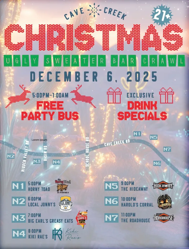 Cave Creek Christmas - Ugly Sweater Bar Crawl